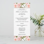 Blush Pink Roses Floral Wedding Programme Programma (Staand voorkant)