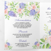 Blush Pink Roses Paars Hydrangea Floral Wedding Drieluik Uitnodiging (Binnenzijde eerst)