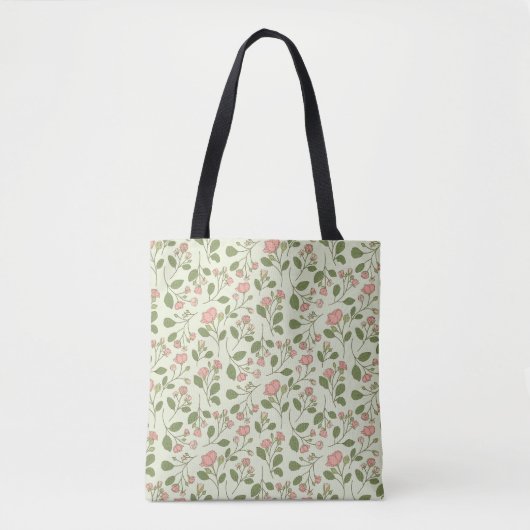 Blush Pink Roses Pattern Tote Bag (Devant)
