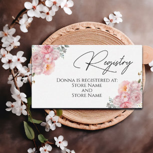 Blush Pink Roses Registry Kaart Notitiekaartje
