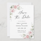 Blush Pink Roses Save The Date Kaart (Voorkant)