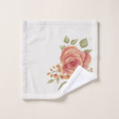 Blush Pink Roses Struik Waterverf Art Bad Handdoek (Wasdoekje)