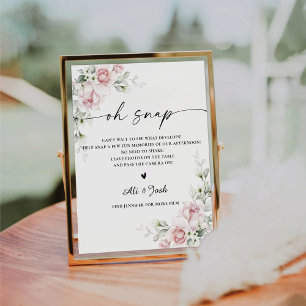 Blush Pink Roses Vrijgezellenfeest Oh Snap Sign Reclamebord Met Voetstuk