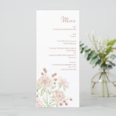 Blush Pink Roses Wedding Modern Menus Menu (Staand voorkant)