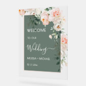 Blush Pink Roses Wedding Transparent Acryl Bord (Hoek)
