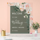 Blush Pink Roses Wedding Transparent Acryl Bord (Huwelijk)