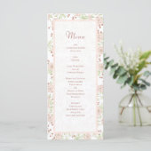 Blush Pink Roses Wedding Vintage Menus (Debout devant)