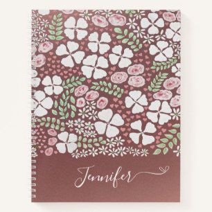 Blush Pink Roses White Floral Pattern Roos Gold Notitieboek