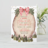 Blush Pink Rustic Winter Forest Bridal Shower Kaart (Staand voorkant)