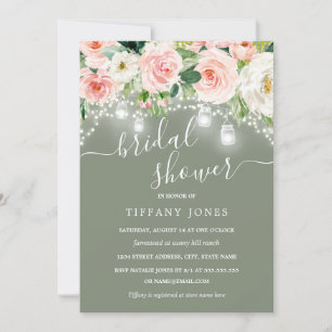Blush Pink Sage Floral Lights Vrijgezellenfeest Kaart