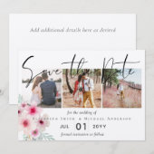 Blush Pink Sage Floral Weddenschap Bewaar de data (Voorkant / Achterkant)