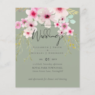 Blush Pink Sage Floral Weddenschap budget