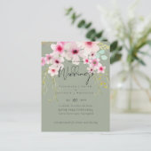 Blush Pink Sage Floral Weddenschap budget Briefkaart (Staand voorkant)