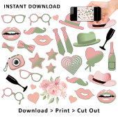 Blush Pink | Sage Fun Photo Booth Wedding Props Poster