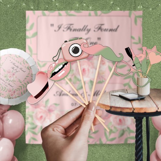 Blush Pink | Sage Fun Photo Booth Wedding Props Poster