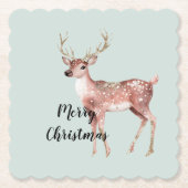Blush Pink Sage Green Christmas Deer Kartonnen Onderzetters (Voorkant)