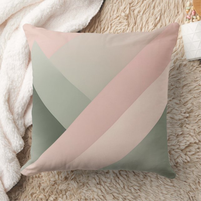 Blush Pink & Sage groene AI kunst Kussen (Deken)