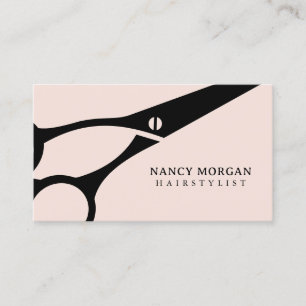 Blush Pink Scissor Haarstylist Visitekaartje