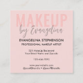 Blush Pink Script 3 Photo Makeup Vierkante Visitekaartje (Achterkant)