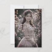 Blush Pink Script Achttien foto 18e verjaardag Kaart (Voorkant)