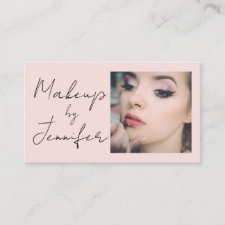 Blush Pink Script Fotomake-up Visitekaartje