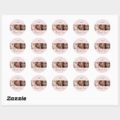 Blush Pink Script Logo Fotomake-up Bedankt Ronde Sticker (Vel)