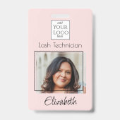 Blush Pink Script Logo Photo Lash Badge (Voorzijde)
