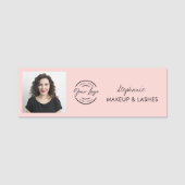 Blush Pink Script Logo Photo Lashes Naamplaatje (Voorkant)