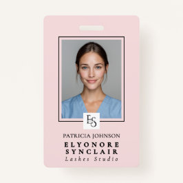 Blush Pink Script Logo Photo Lashes Studio Badge