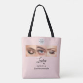 Blush Pink Script Logo Photo Lashes Studio Draagtas (Achterkant)