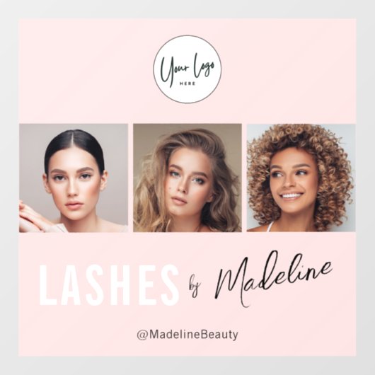Blush Pink Script Logo Photo Lashes Studio Raamsticker (Vel)