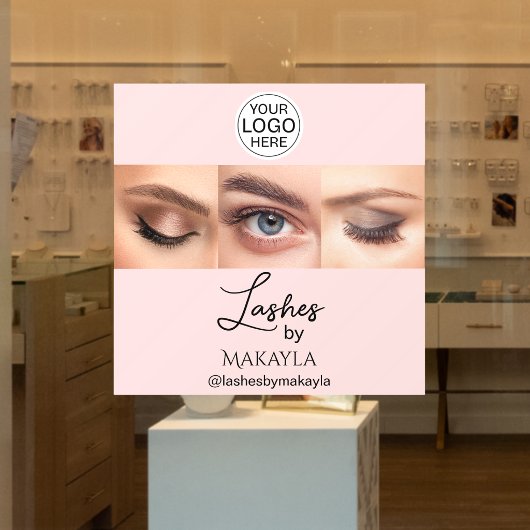 Blush Pink Script Logo Photo Lashes Studio Raamsticker