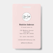 Blush Pink Script Logo Photo Makeup Badge (Achterkant)