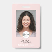 Blush Pink Script Logo Photo Makeup Badge (Voorzijde)