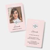 Blush Pink Script Logo Photo Makeup Badge (Voor- en achterkant)