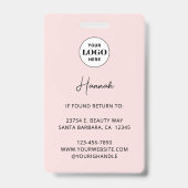 Blush Pink Script Logo Photo Makeup Badge (Achterkant)