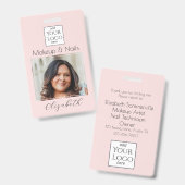 Blush Pink Script Logo Photo Makeup Badge (Front & Back)