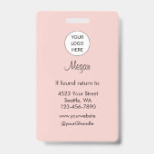 Blush Pink Script Logo Photo Makeup Badge (Arrière)