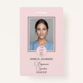 Blush Pink Script Logo Photo Makeup Badge (Voorkant)