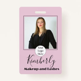 Blush Pink Script Logo Photo Makeup Badge
