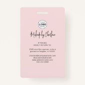 Blush Pink Script Logo Photo Makeup  Badge (Achterkant)