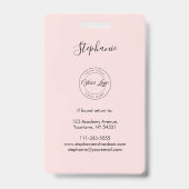 Blush Pink Script Logo Photo Makeup Badge (Achterkant)