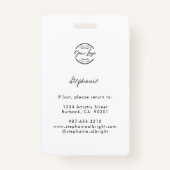 Blush Pink Script Logo Photo Makeup Badge (Achterkant)