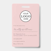 Blush Pink Script Logo Photo Makeup Badge (Arrière)