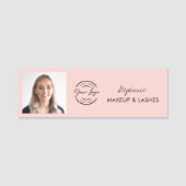 Blush Pink Script Logo Photo Makeup Naamplaatje (Voorkant)