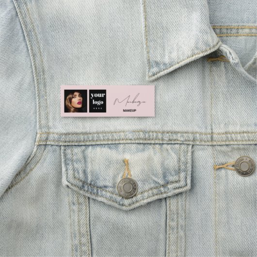 Blush Pink Script Logo Photo Makeup Naamplaatje (In situ)