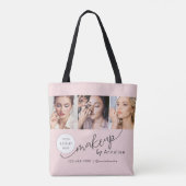 Blush Pink Script Logo Photo Makeup Studio Draagtas (Achterkant)
