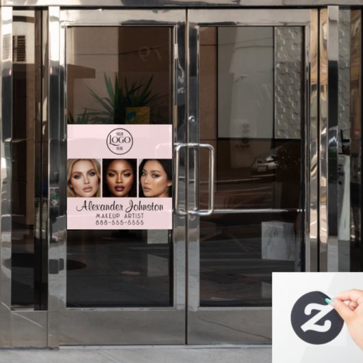 Blush Pink Script Logo Photo Makeup Studio Window Raamsticker (Kantoordeur)