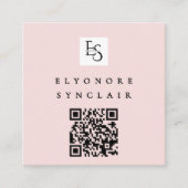 Blush Pink Script Logo QR Code Lashes Vierkante Visitekaartje (Voorkant)