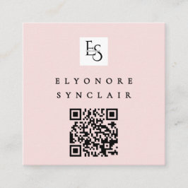 Blush Pink Script Logo QR Code Lashes Vierkante Visitekaartje